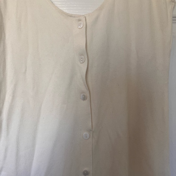 White Bodycon Button Ribbed Dress - Picture 2 of 6